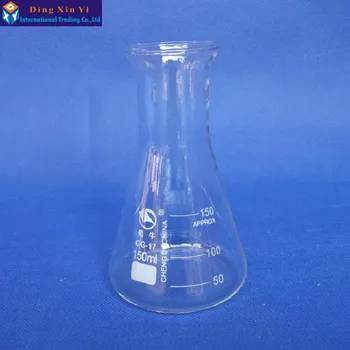 1 шт. стеклянная лабораторная коническая колба Erlenmeyer Flask 150 мл Стеклянная треугольная колба для лабораторных работ Изображение