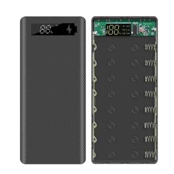18650 Аккумулятор Power Bank Case LCD Power Bank Case Поддержка ЖК-дисплея 20000 мАч ЖК-дисплей Для батареи 8X18650 Черный Изображение