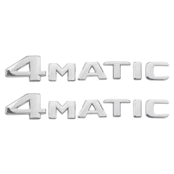 2 ШТ 4MATIC Серебристый автомобильный багажник Дверь Крыло Бампер Значок Наклейка Эмблема Клейкая лента Наклейка Аксессуары для Mercedes-Benz Изображение