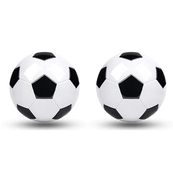 2 Штуки Размер 5 Профессиональные тренировочные футбольные мячи Черный Белый Футбольный Мяч из ПВХ Кожи Изображение