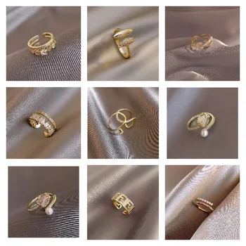 2022, Корея, Нежное Новое Открытое кольцо с геометрическим жемчугом, Модное Простое Темпераментное Универсальное кольцо, Элегантное женское кольцо Изображение