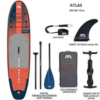 2023 новая AQUA MARINA 366*86*15 см надувная доска для серфинга с подставкой весло ATLAS доска для серфинга водные виды спорта sup доска шлюпка плот Изображение