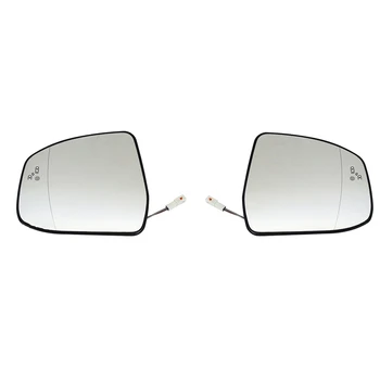 2шт Дверное крыло Боковое зеркальное стекло с подогревом, предупреждение о слепой зоне с опорной пластиной для Ford Focus MK2 MK3 Mondeo MK4 L + R Изображение