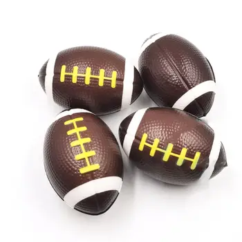 4шт искусственных мягких игрушек-непосед для американского регби с мини-медленным отскоком, вырезанных по рисунку, Коричневый мяч для игры в сжатие, оборудование для соревнований Изображение