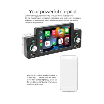 5-дюймовое автомобильное радио 1 Din CarPlay Android Auto Multimedia Player Bluetooth FM-приемник для Toyota Honda Nissan Изображение