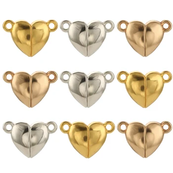 5 шт./лот, металлические прочные магнитные застежки в форме сердца, магнитная застежка для изготовления браслетов, Аксессуары для ювелирных изделий 