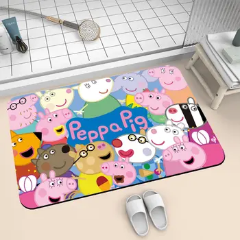 50*80 см peppe pig присоска для ванной комнаты, нескользящий коврик для ног, коврик для кухни, коврик для ванной комнаты, водонепроницаемые товары для детей Изображение