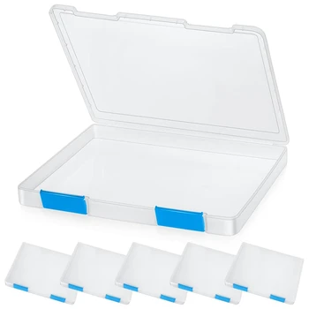 6 Шт. Прозрачная коробка для файлов формата А4, пластиковый ящик для хранения документов, Картонные контейнеры, чехол для журнала, держатель для файлов с пряжкой, прочный Изображение