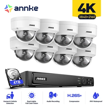 Annke H.265 + 4K Smart Dual Light POE Camera System 4 мм Объектив Для Обнаружения Человека и Транспортного средства IP67 Защита Безопасности Видеонаблюдение Изображение