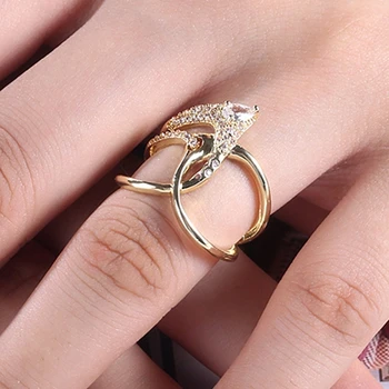 CAOSHI Модный стиль Золотое кольцо с полой линией Простой подарок жене на годовщину свадьбы Благородные украшения для женщин Оптом Оптом Изображение