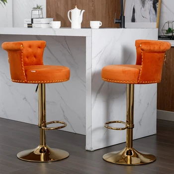 COOLMORE Поворотные барные стулья Набор из 2 стульев с регулируемой высотой стойки и подставкой для ног для кухни, столовой 2 шт./компл. Изображение