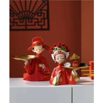DyuIhr, китайский ретро лоток для хранения ключей невесты, креативное украшение дома, поделки из смолы, украшение для хранения на рабочем столе, свадебные подарки Изображение