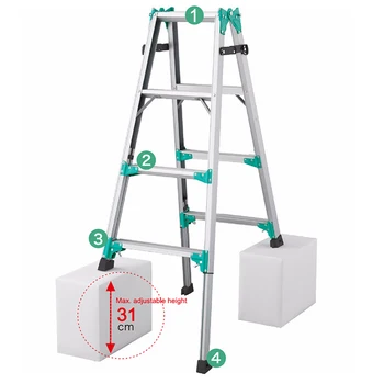 RYZ-12/ 4- многофункциональная домашняя складная лестница step Из легкого алюминиевого сплава, телескопическая лестница в елочку и прямая лестница Изображение