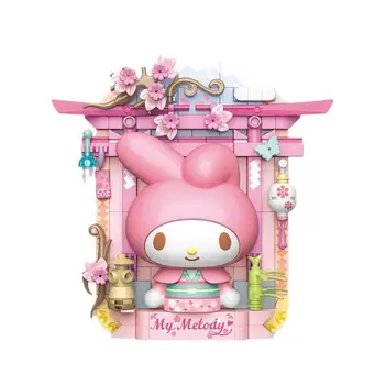 Sanrio Kawaii Kuromi Игрушечные Строительные Блоки Hello Kitty Развивают Интеллект Cinnamoroll Аниме Украшения Подарок На День Рождения Для Детей Изображение