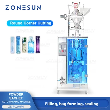Автоматическая упаковочная машина для пакетиков-саше ZONESUN, упаковочная машина для наполнения и запечатывания порошка с кодировочной машиной ZS-PL240P1 Изображение