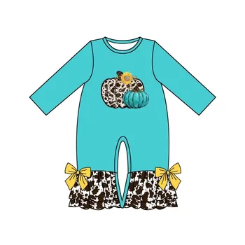 Весенне-летний бутик с принтом в виде тыквы цвета голубого озера, детский цельный комбинезон с длинными рукавами, одежда для скалолазания, домашняя одежда Изображение