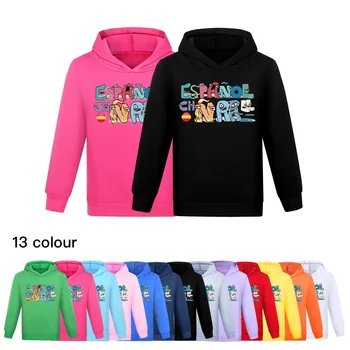 Весенне-осенние свитшоты с алфавитом для девочек и мальчиков, детские толстовки, пуловер с длинными рукавами, детская футболка, куртка, одежда для малышей от 2 до 16 лет Изображение