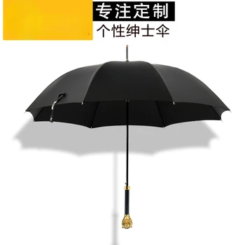 Высококачественный зонт с металлической ручкой в виде животного, золотая лошадиная голова, голова дракона, зонт с длинной ручкой, высококачественный Изображение