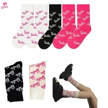Вязаные носки с рисунком аниме Барби, женские модные спортивные носки с героями мультфильмов, Удобные теплые носки для милых девочек, Чулки, впитывающие пот, Kawaii Изображение