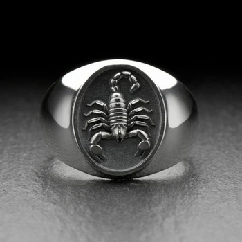 Деловое Мужское Модное Ретро-кольцо С Изображением Животного Скорпиона Изображение