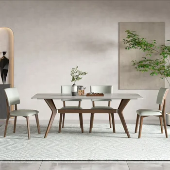 Дизайн Обеденных столов в скандинавском стиле Простой кофейный стол из массива дерева Роскошный кухонный стол Современный минималистичный Mesas Jantar Small Furniture HD50CZ Изображение