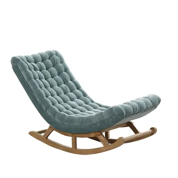 Дизайнерское Одноместное Скандинавское кресло премиум-класса с роскошной кожаной качалкой, Удобное кресло для гостиной, Современный шезлонг для чтения, Дизайнерская мебель Изображение