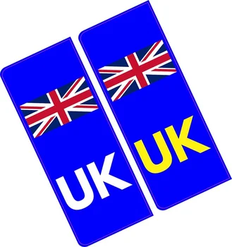 Для номерного знака автомобиля в Великобритании - Виниловые наклейки - Юнион Джек - БЕЗ флага ЕС при Брексите - Упаковка из 2 штук Заменяет наклейку GB Изображение