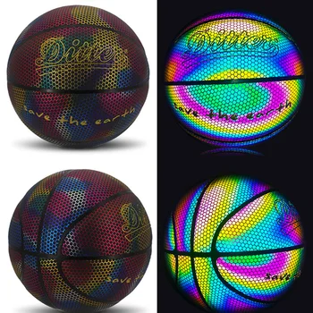 Защита от утечки воздуха 7 # Светоотражающий баскетбольный мяч PU Износостойкий Светящийся ночник Светящиеся красочные баскетбольные подарки для подростков Изображение