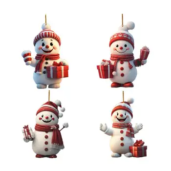 Знак приветствия снеговика на крыльце, Акриловый декор в виде снеговика, дверная вешалка, Рождественские украшения для наружного крыльца, для домов, дворов Изображение