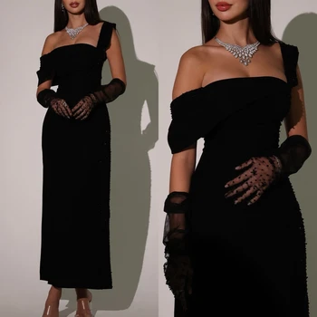 Изысканные Высококачественные Асимметричные вечерние платья трапециевидной формы с одним плечом, Тюлевое вечернее платье, Атласное платье vestidos de coquetel Изображение