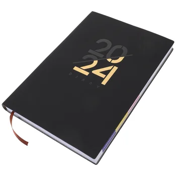 Календарь на 2024 год, блокнот формата А5, черный, офисный планировщик, расписание ежедневных занятий, блокноты для записей Изображение