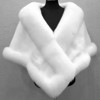 Кардиган для женщин, шаль из искусственного меха, накидка, пальто Осень-зима, свадебное теплое пальто для новобрачных, Осенняя женская одежда Изображение