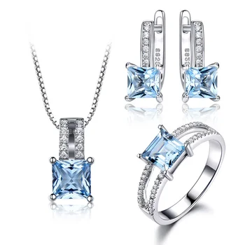 Классический Свадебный Синий кулон в виде слезинки, Простое бриллиантовое ожерелье для женщин, Модное ожерелье-ошейник со стразами, Подарочные украшения Изображение