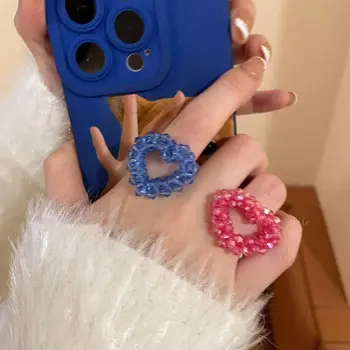 Креативное кольцо из бисера с Полым сердечком Любви Для женщин Lovely Sweet Cute Charm Y2k Эстетическое Кольцо Корейская Бижутерия в подарок Изображение