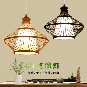 Люстра в китайском стиле, классическое бамбуковое искусство, лампа для плетения из бамбука, украшение дома, гостиная, столовая, потолочное освещение Изображение