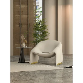 Мебель для гостиной одноместный стул легкая экстравагантная индивидуальность кашемировый белый гостиная спальня балкон кресло для отдыха Изображение