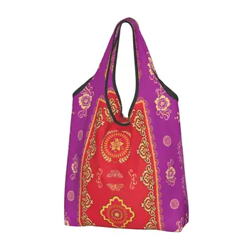 Милые сумки-тоут для покупок из антикварного персидского ковра, портативный богемный коврик, сумка для покупок в этническом племенном стиле, Сумка для покупок через плечо Изображение