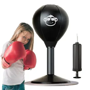 Мини-боксерский мешок, прикрепляемый к вашему столу, Боксерские груши, Прочный отдельно стоящий набор боксерских мячей с насосом, Забавная игрушка В подарок друзьям Изображение