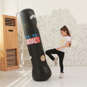 Надувной боксерский мешок с песком, отдельно стоящая утолщенная боксерская груша для взрослых и детей Fitness Exe Изображение