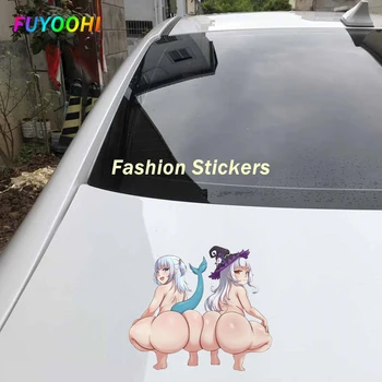 Наклейки FUYOOHI Придадут вашему автомобилю индивидуальности с помощью мультяшных наклеек Gawr Gura и Murasaki Shion Hololive, которые легко наносятся Изображение