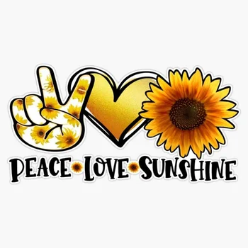 Наклейки для автомобильных аксессуаров 1шт Peace Love Sunshine Sunflower Summer Виниловые водонепроницаемые наклейки на стену ноутбука, бампер окна Изображение