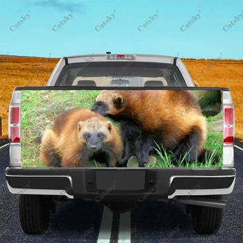 Наклейки с изображением животного Росомахи, украшение задней части грузовика, покраска, наклейки для модификации автомобиля, автомобильные аксессуары, наклейки на заднюю часть Изображение