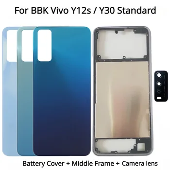 Новая Задняя Крышка Для BBK Vivo Y12s Y30 Стандартная Крышка Батарейного Отсека Корпус Задней Двери с объективом Камеры + Средняя Рамка + Боковые Клавиши Изображение