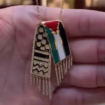 Новое модное Палестинское ожерелье с подвеской из нержавеющей стали, Мужчины, Женщины, Ретро Этнический Палестинский шарф, цепочка в форме ожерелья, ювелирные изделия Изображение