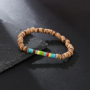Новый браслет из Императорского камня 6 мм, мужской браслет из дерева и бисера, женский Эластичный браслет ручной работы, Дружелюбный Браслет Pulsera Hombre Изображение