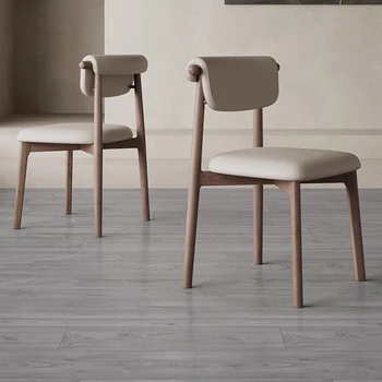 Обеденные стулья с кожаным акцентом в ресторане Garden, Роскошные обеденные стулья Nordic, Современная дизайнерская кухонная мебель Sillas De Comedor Изображение