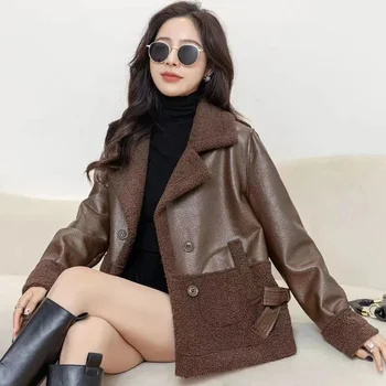 Осенне-зимняя новинка 2023 года, Двусторонняя Двойная одежда, Новая Модная Универсальная Корейская версия Свободного женского пальто, снижающая возраст. Изображение