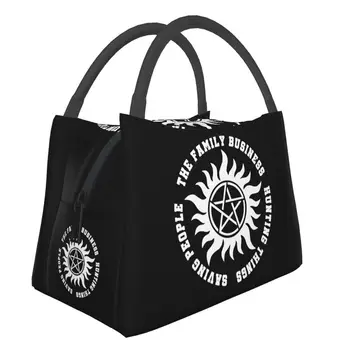 Охотничьи вещи, сверхъестественные символы, изолированная сумка для ланча для женщин, водонепроницаемая сумка-холодильник для ланча, походная сумка для пикника Изображение