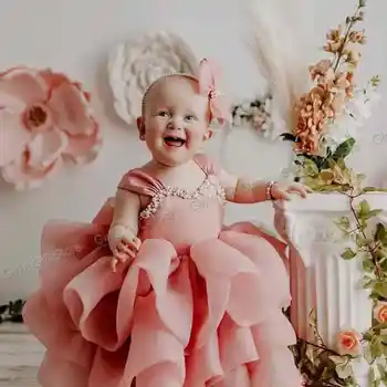 Платья для девочек в цветочек, платье-пачка для новорожденных, Рождественское пышное платье для маленьких девочек, платье на заказ, Милое платье для маленьких девочек на день рождения Изображение