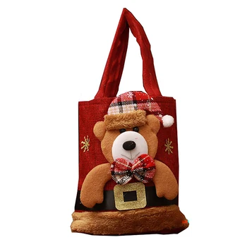 Подарочная сумка Санта-Клауса, снеговика, оленя, 1 шт., Детская подарочная сумка, сумка для конфет, Рождественская сумочка, Сумка для декора с Рождеством Христовым Изображение